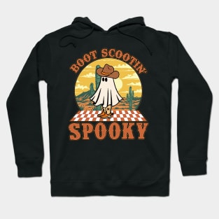 Vintage boot scot spooky cowboy ghost groovy retro halloween Hoodie